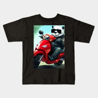 Motorcycle Panda Kids T-Shirt